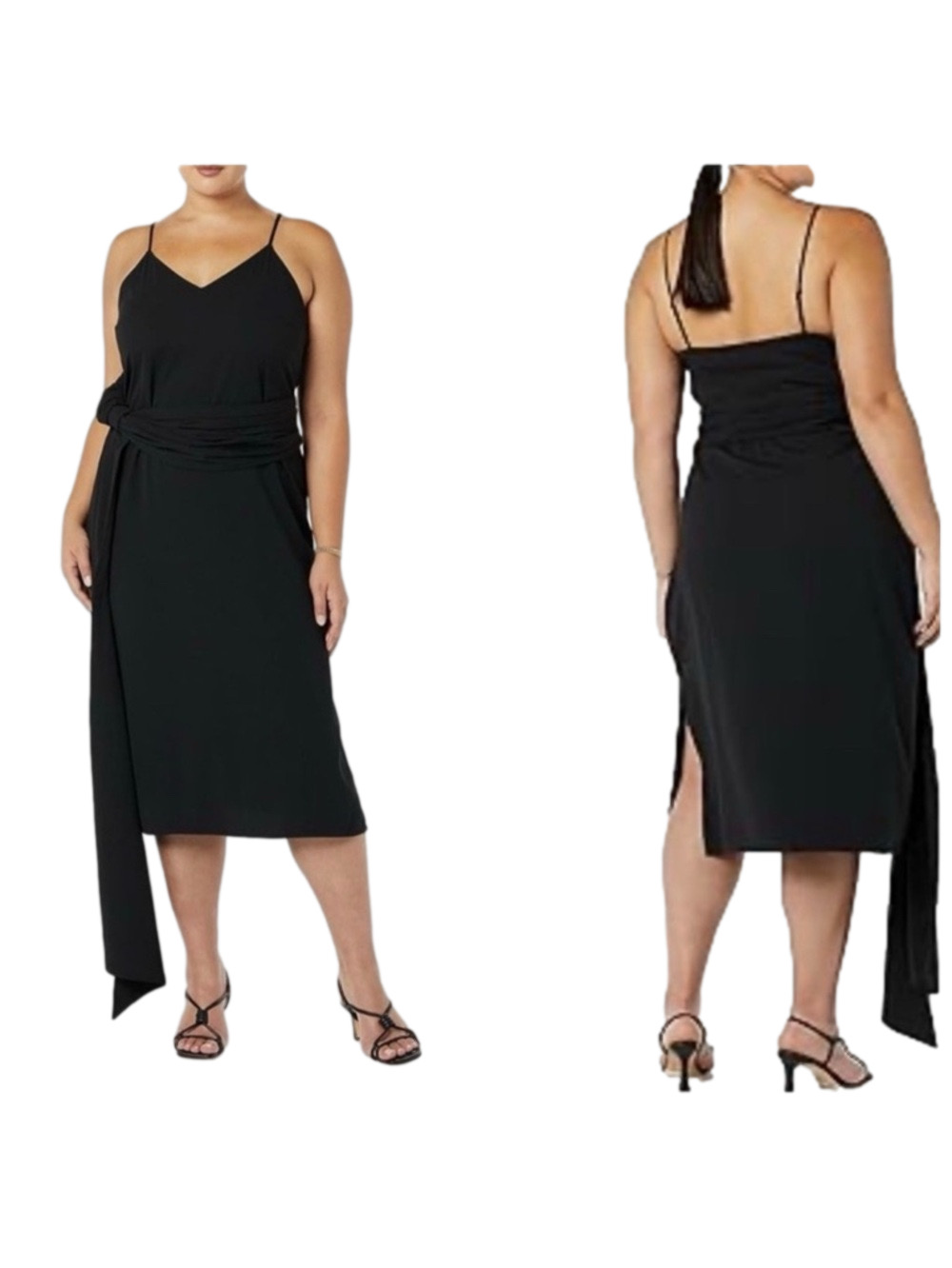 🪗Making the cut size XL NWT Sophisticated wrapped Black Midi Dress…